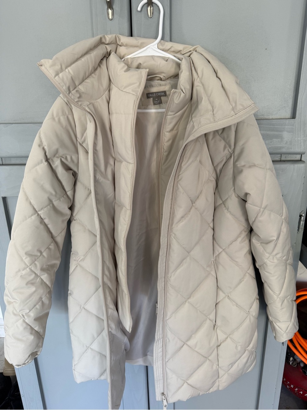 Falls Creek Cream Quilted Diamond Puffer Coat